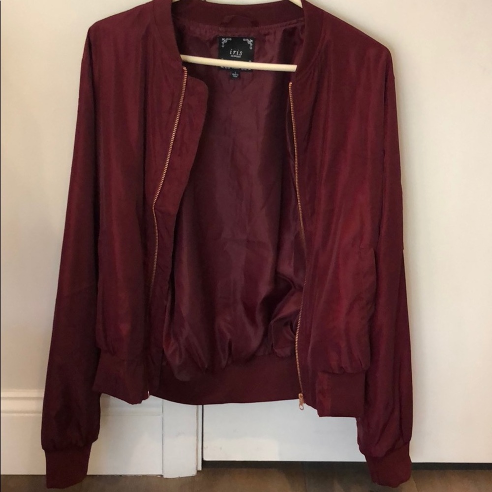 maroon bomber jacket
